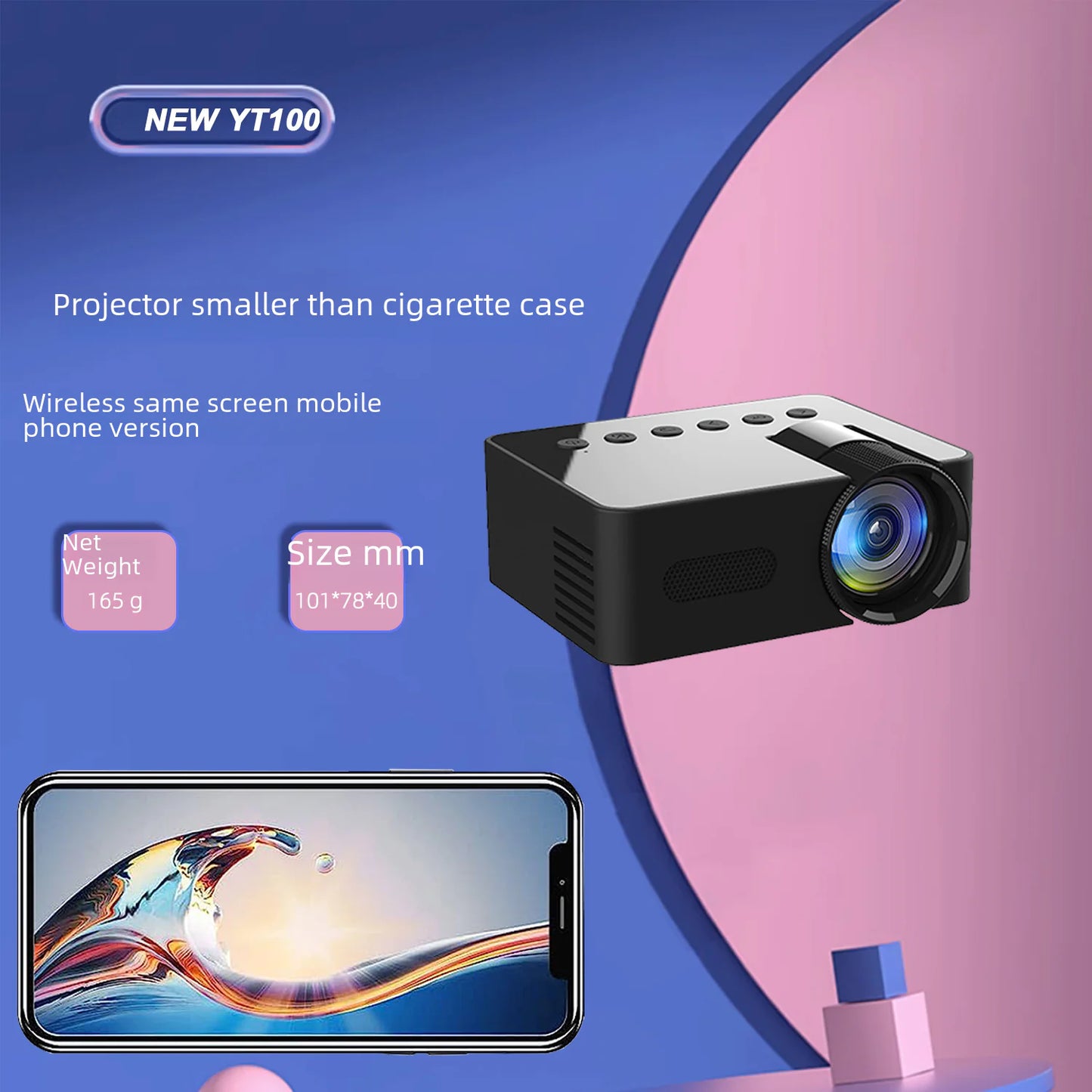 YT100 Portable Mini Projector for Home Cinema
